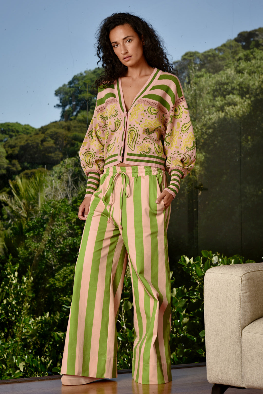 SEVILLE STROLLS Pants (Blush / Green Stripe)