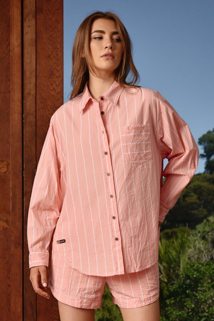 JUST CASUALLY Shirt (PEACH STRIPE)