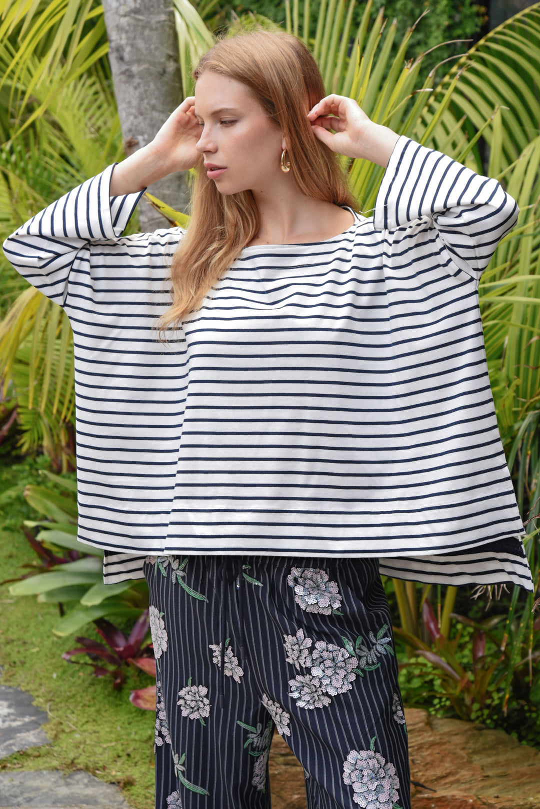 Don't Give a Tee Top (Navy Stripe)