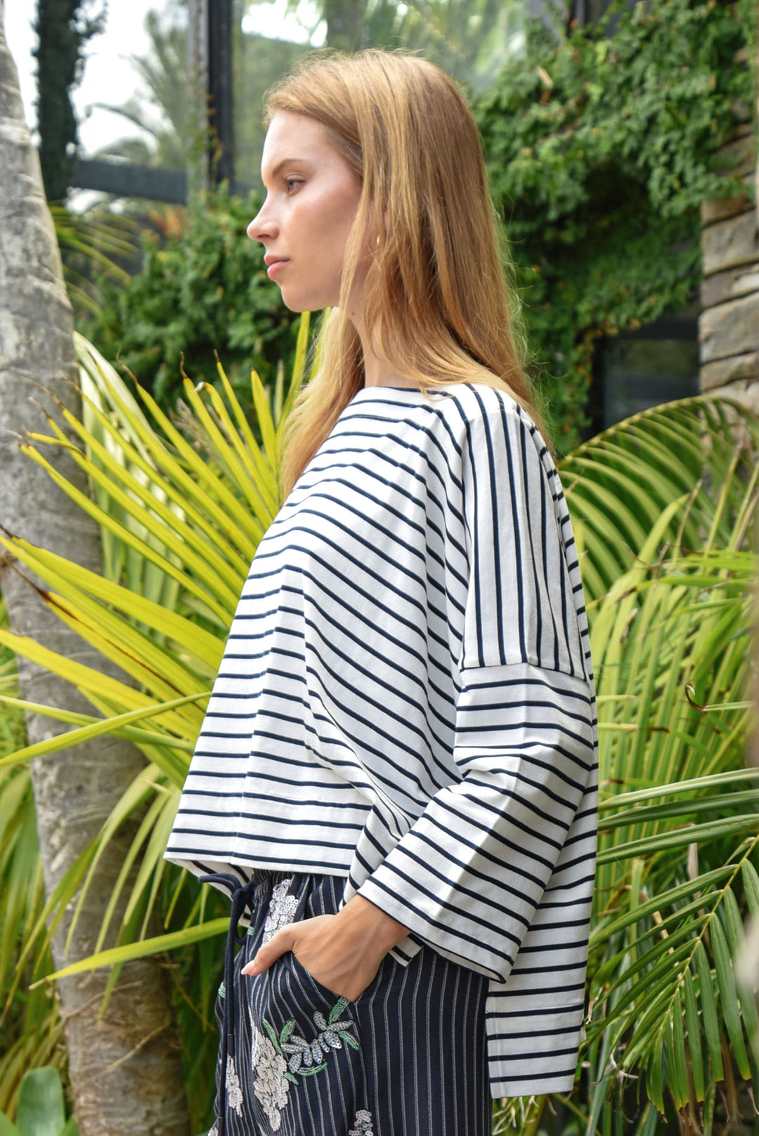 Don't Give a Tee Top (Navy Stripe)