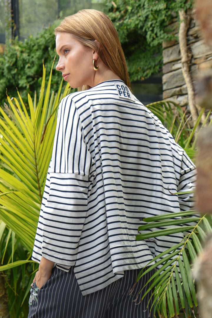 Don't Give a Tee Top (Navy Stripe)