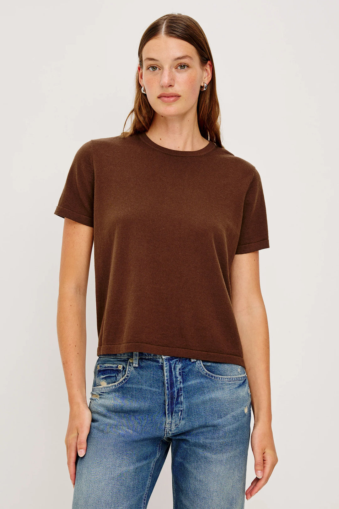 Cotton Cashmere shortsleeve tee (Espresso)