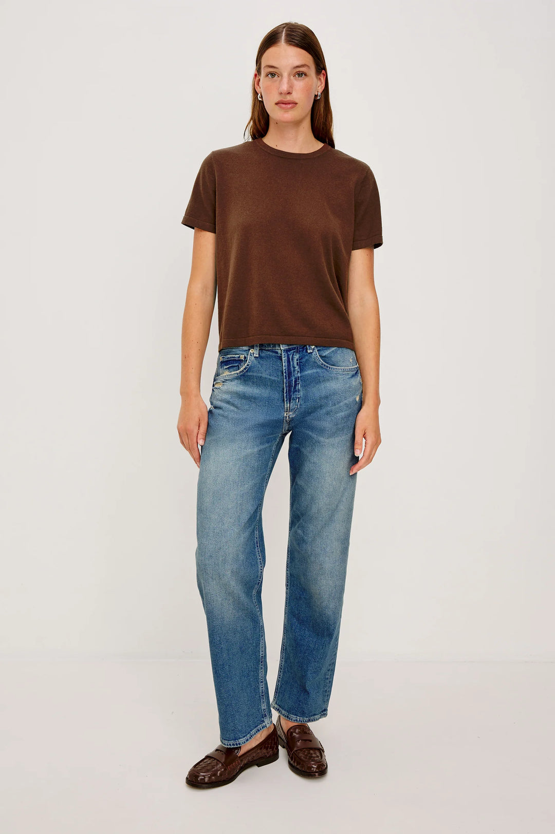 Cotton Cashmere shortsleeve tee (Espresso)