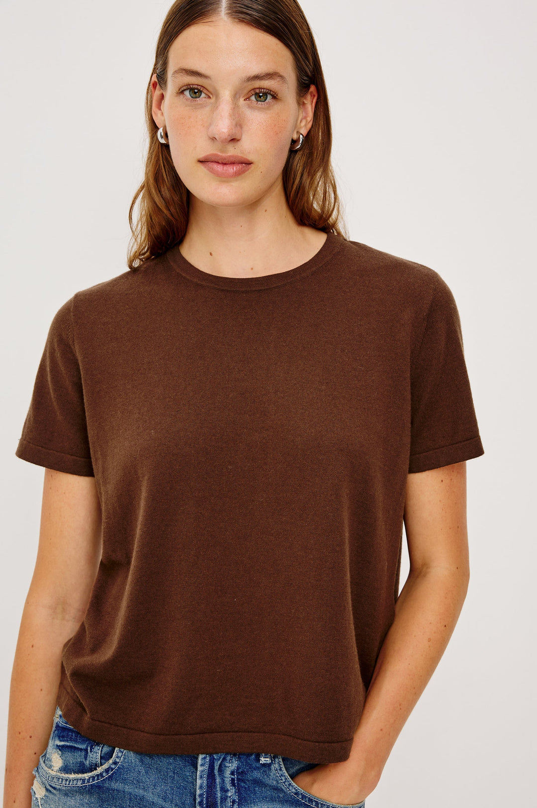 Cotton Cashmere shortsleeve tee (Espresso)