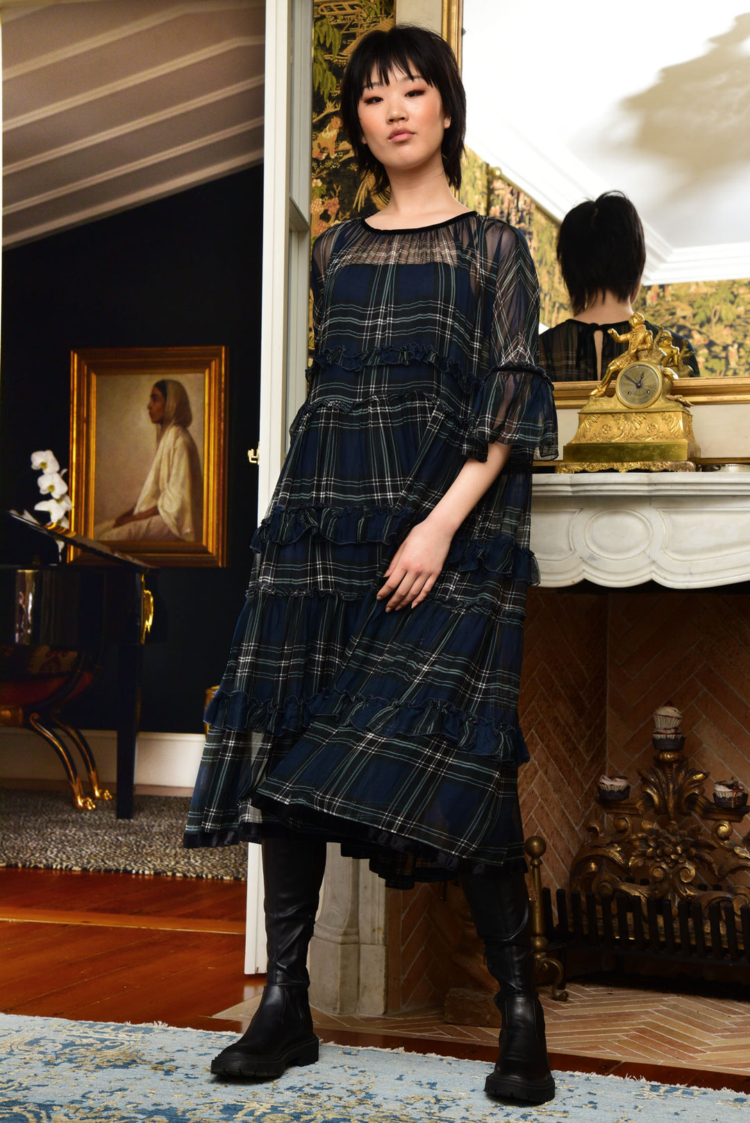 FRILLIONAIRE Dress (Green Tartan)
