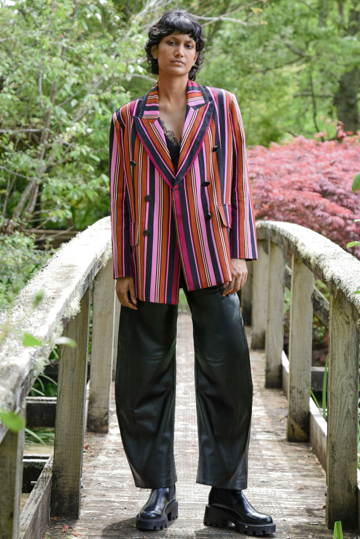 IT'S A BOLD SHOULDER Jacket (Pink Multi Stripe)