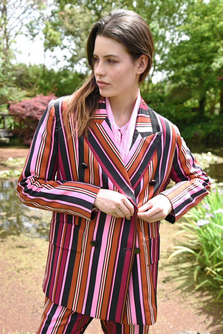 IT'S A BOLD SHOULDER Jacket (Pink Multi Stripe)