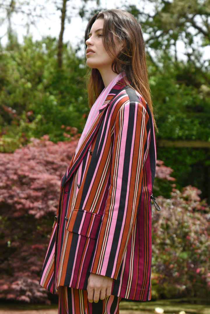 IT'S A BOLD SHOULDER Jacket (Pink Multi Stripe)