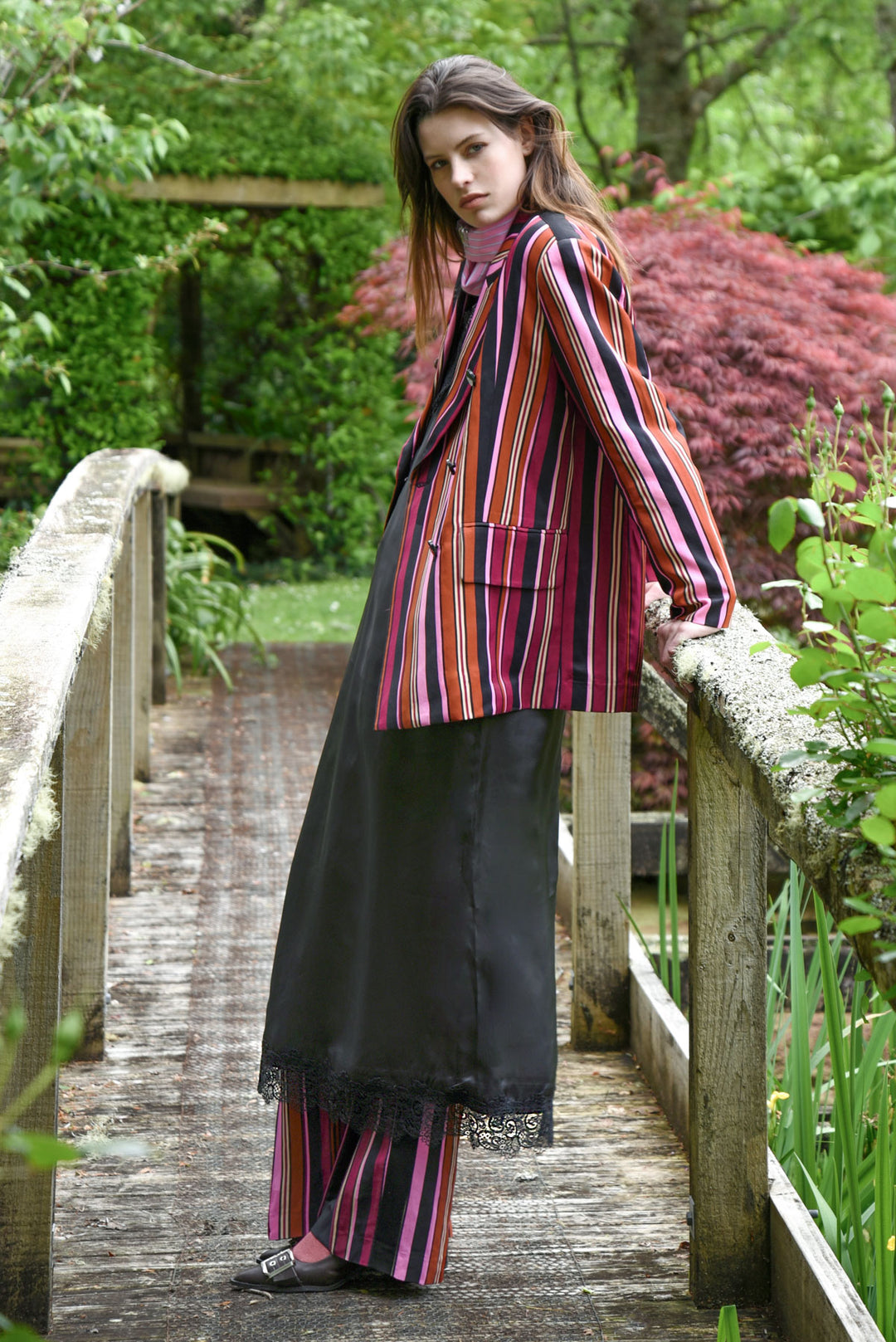 IT'S A BOLD SHOULDER Jacket (Pink Multi Stripe)