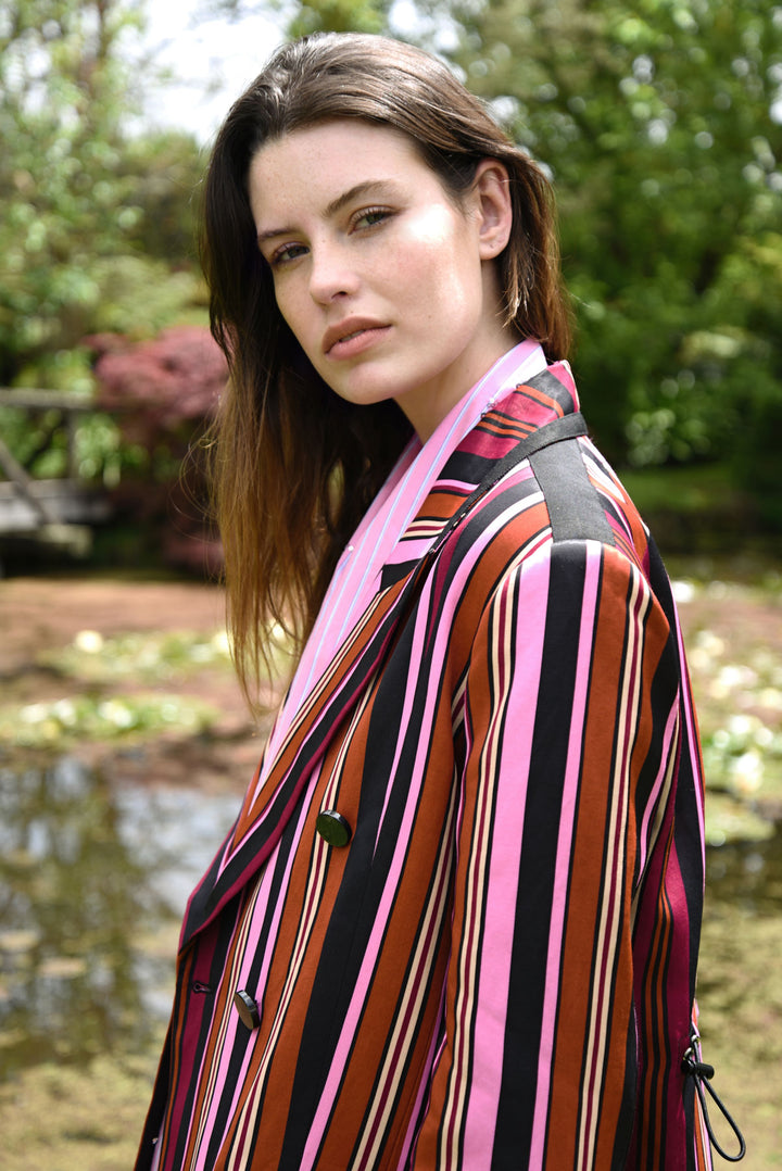 IT'S A BOLD SHOULDER Jacket (Pink Multi Stripe)