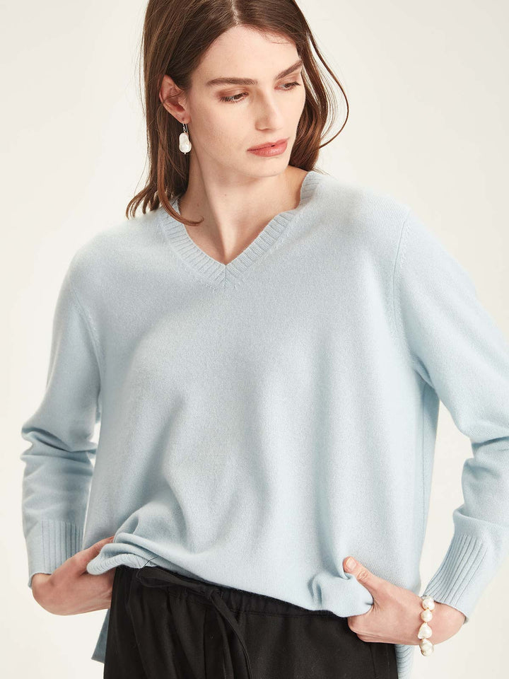 Kari Cashmere V-Sweater (Crystal Blue)