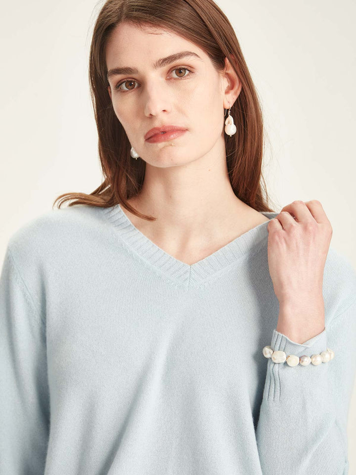 Kari Cashmere V-Sweater (Crystal Blue)