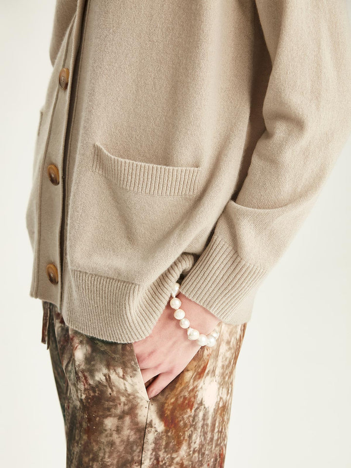 Cashmere College Cardi (Pebble)