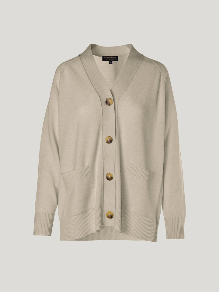 Cashmere College Cardi (Pebble)