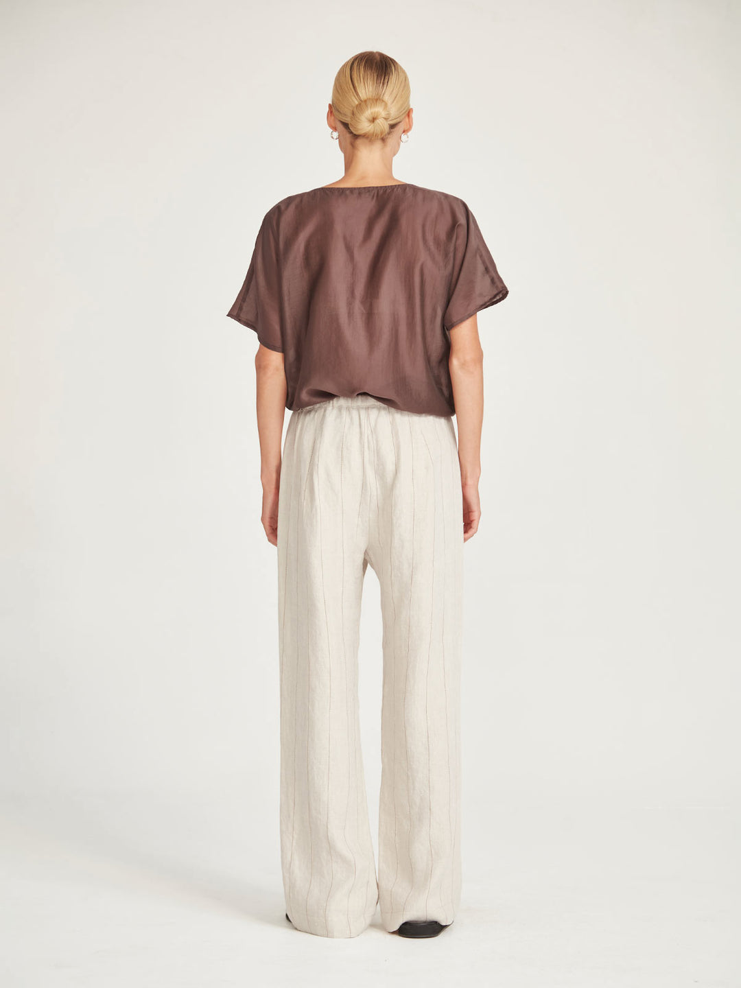 Linen Stripe Bennett Pant (Natural/Tan)