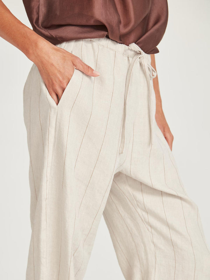 Linen Stripe Bennett Pant (Natural/Tan)