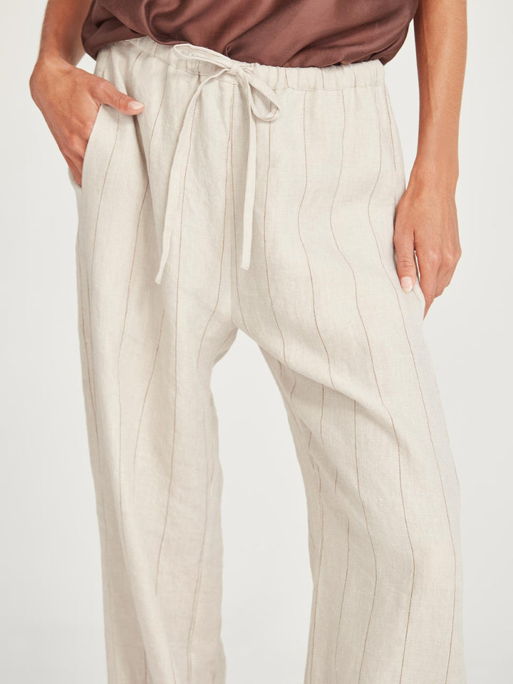 Linen Stripe Bennett Pant (Natural/Tan)
