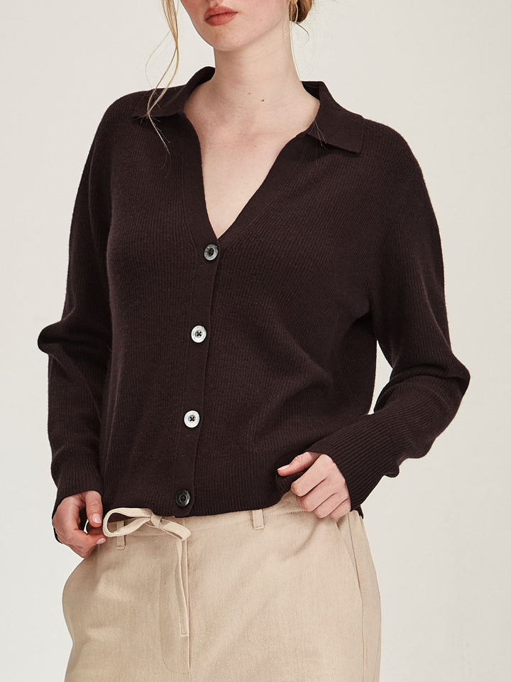 Tina Cashmere Cardigan (Cocoa)