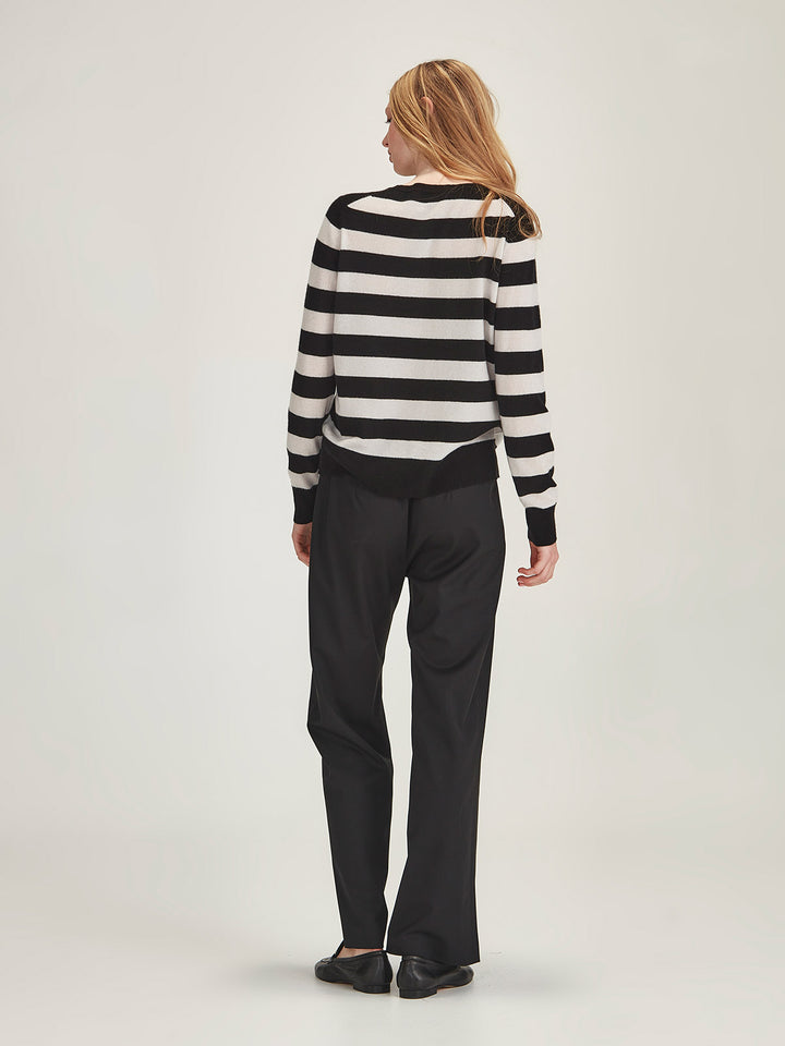 Eleanor Striped Cashmere (Black/Vapour)