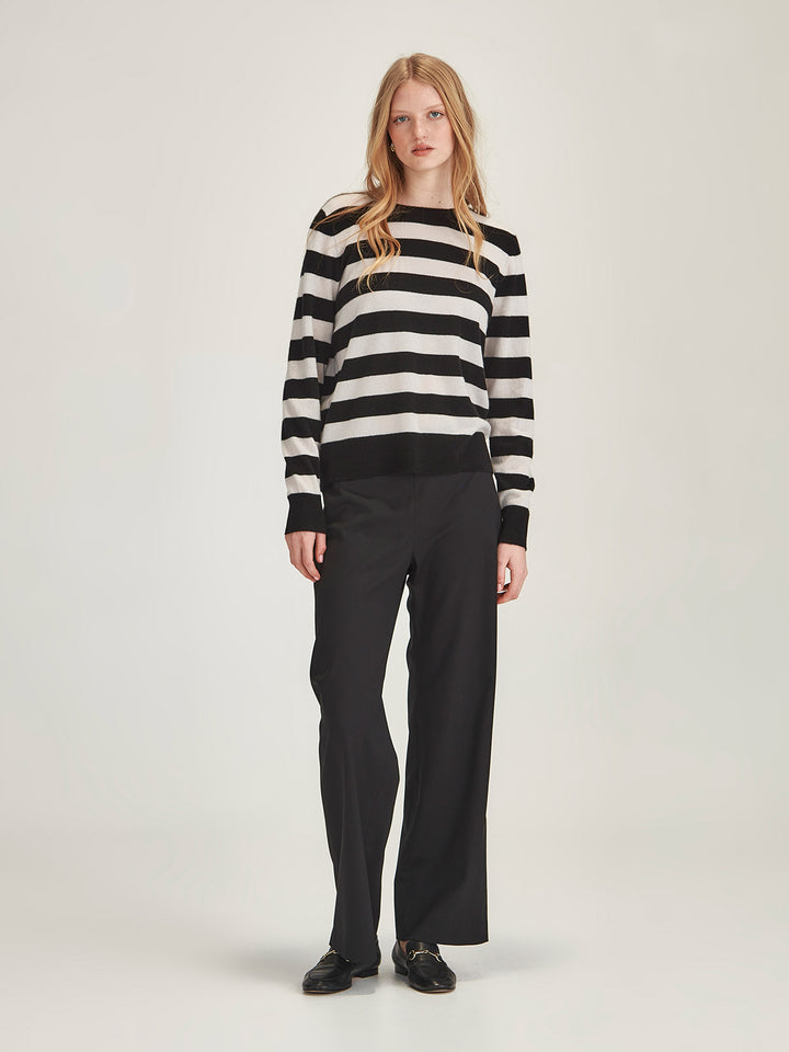 Eleanor Striped Cashmere (Black/Vapour)