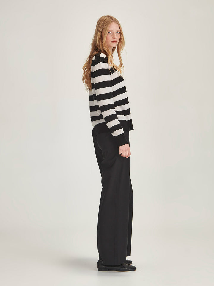 Eleanor Striped Cashmere (Black/Vapour)