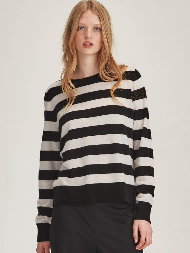 Eleanor Striped Cashmere (Black/Vapour)