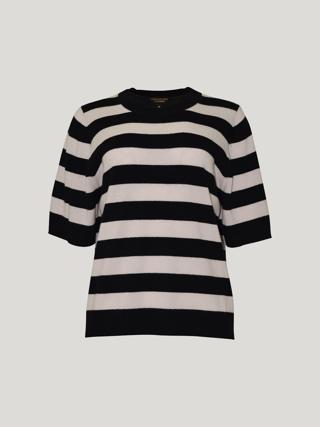 Emi Striped Cashmere Tee (Black/Vapour)