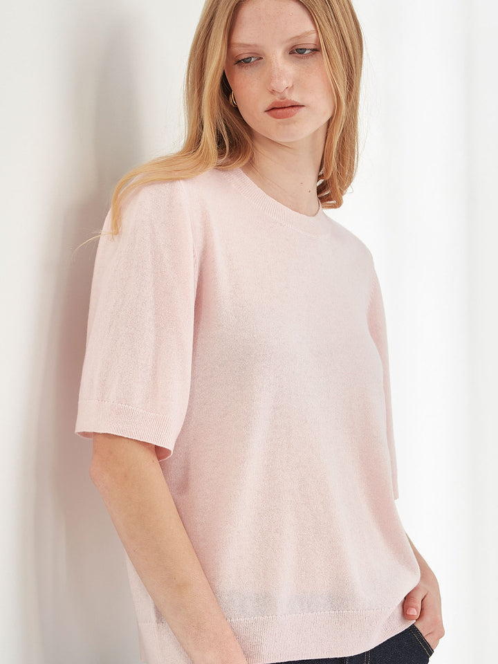 Emi Cashmere Tee (Pale Pink)