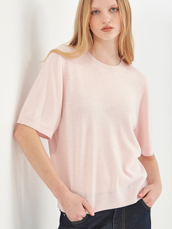 Emi Cashmere Tee (Pale Pink)