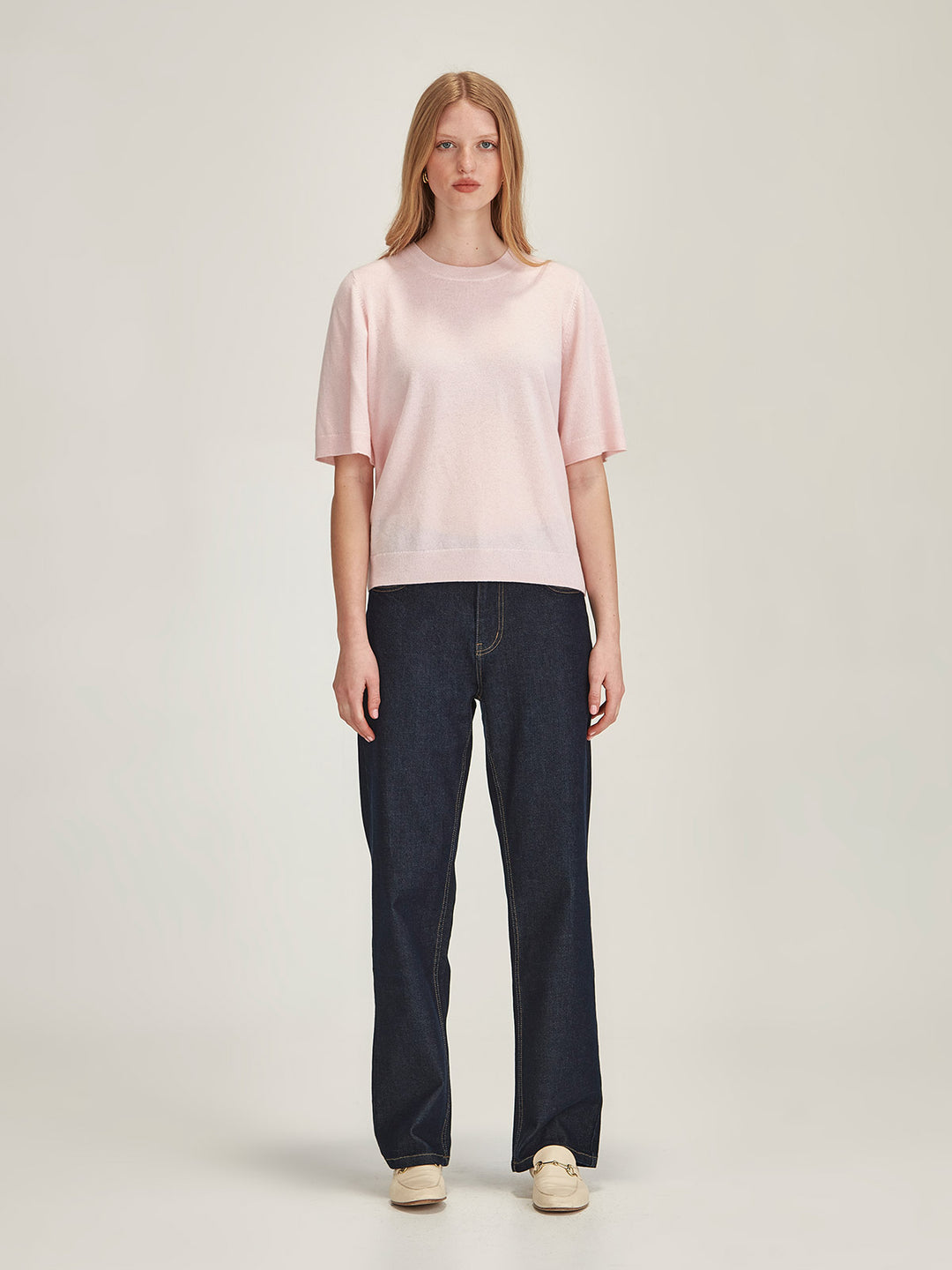Emi Cashmere Tee (Pale Pink)