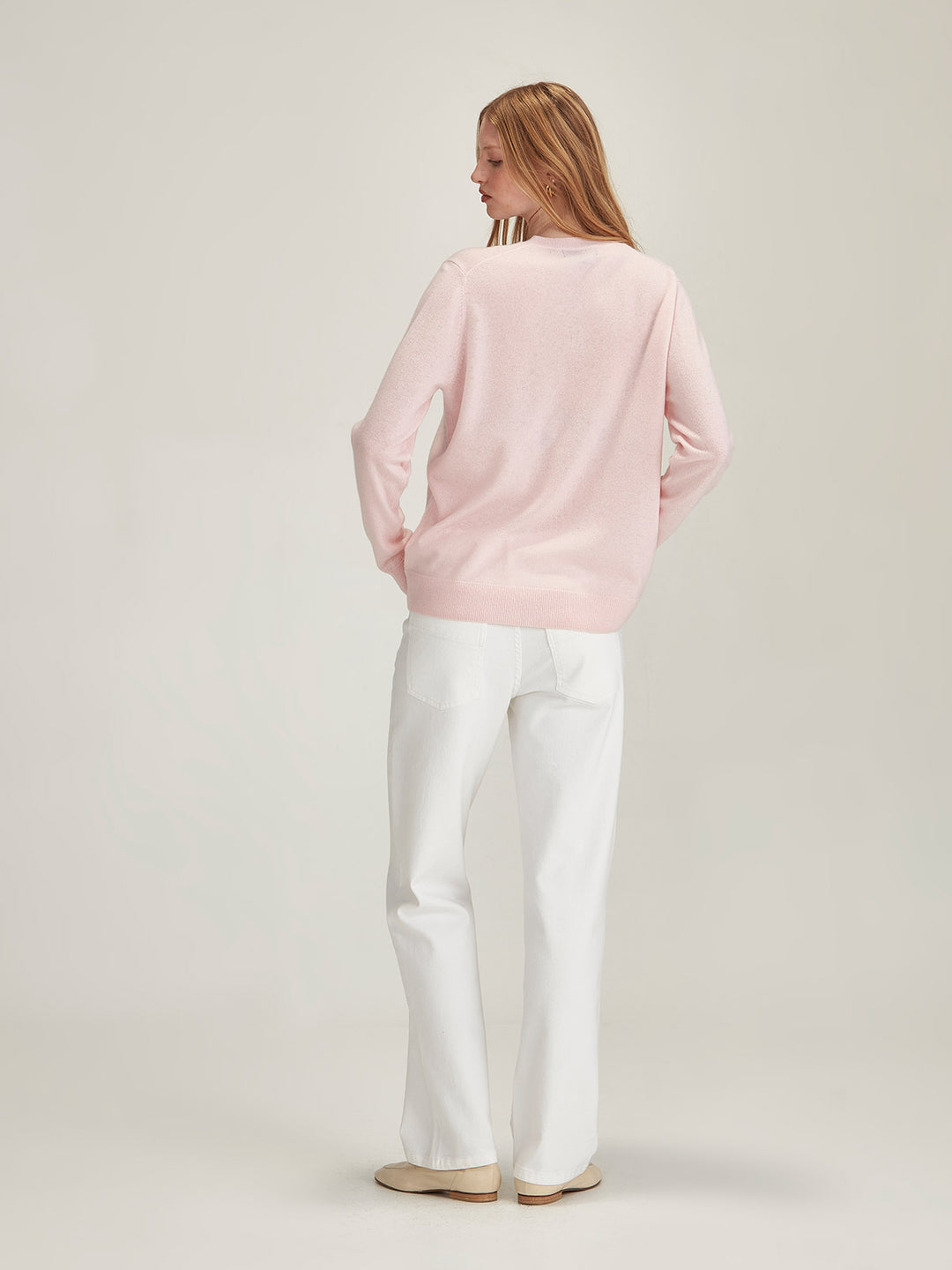 Lucy Cashmere V Neck (Pale Pink)