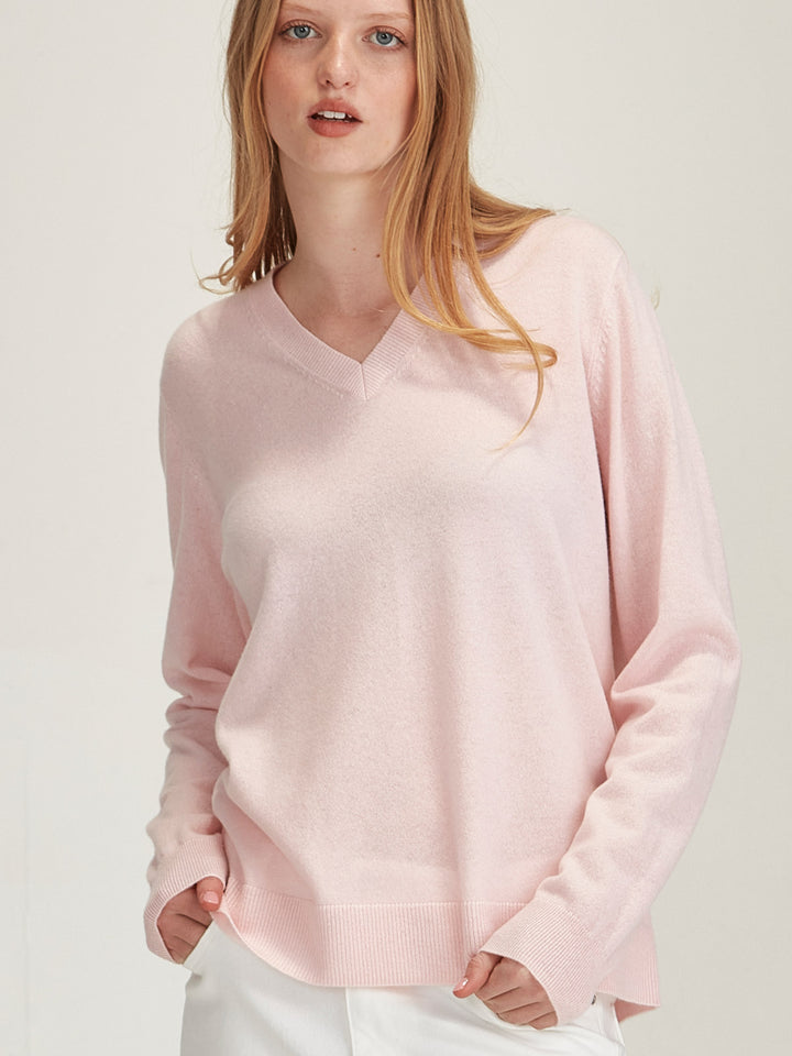 Lucy Cashmere V Neck (Pale Pink)