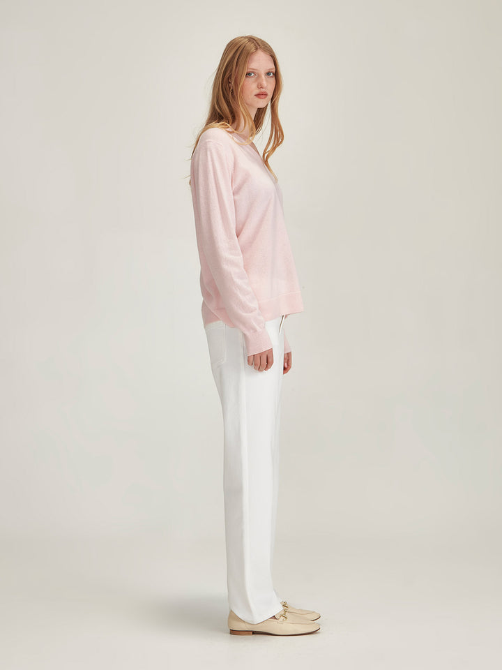 Lucy Cashmere V Neck (Pale Pink)