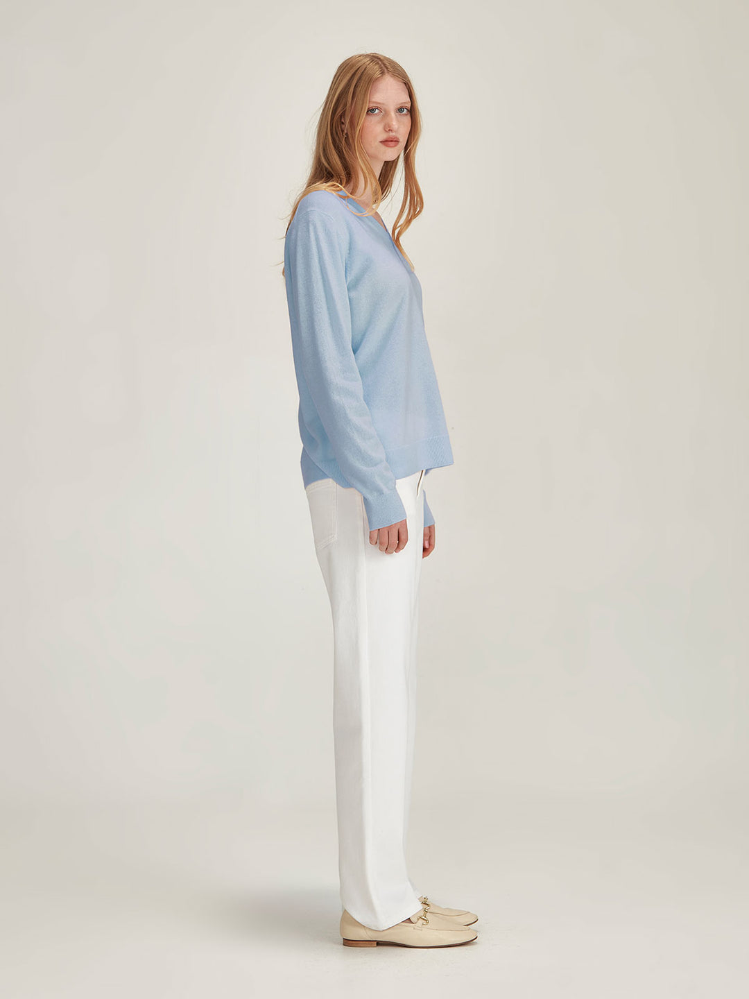 Lucy Cashmere V Neck (Sky Blue)