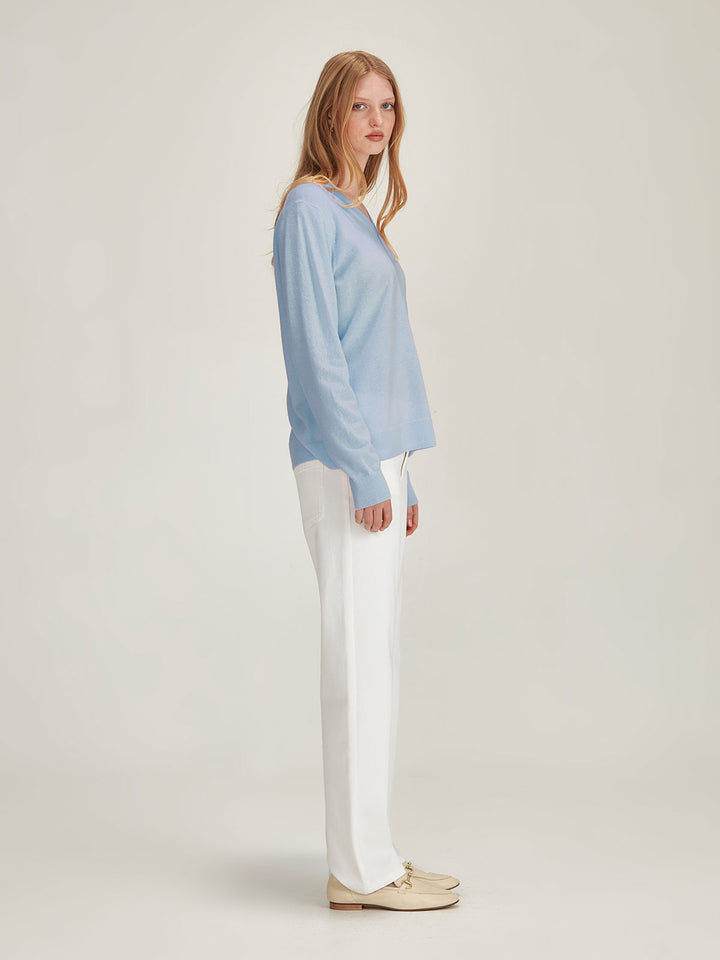 Lucy Cashmere V Neck (Sky Blue)