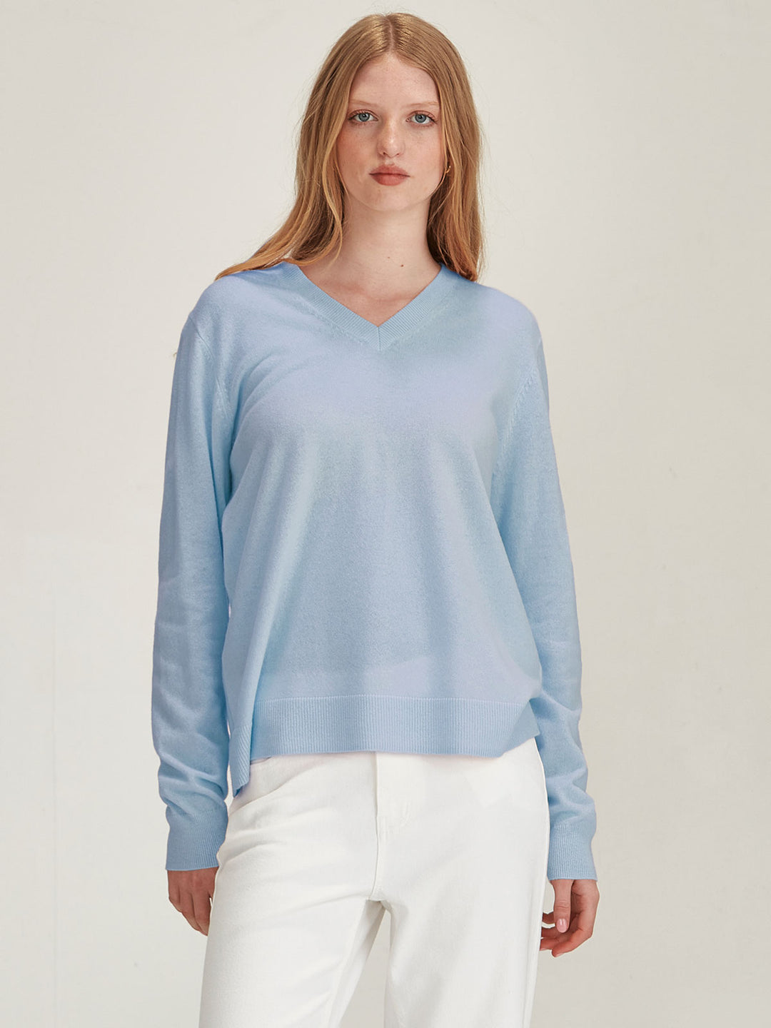 Lucy Cashmere V Neck (Sky Blue)