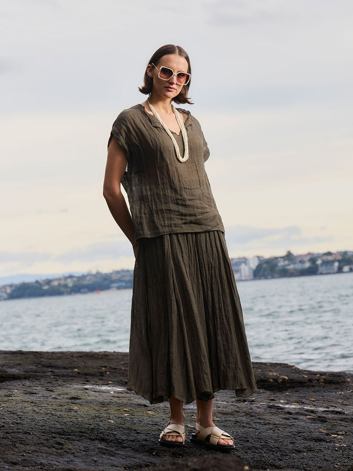Fabian Gauze Skirt (Khaki)