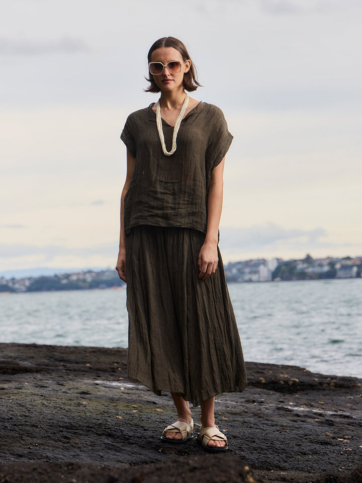 Fabian Gauze Skirt (Khaki)