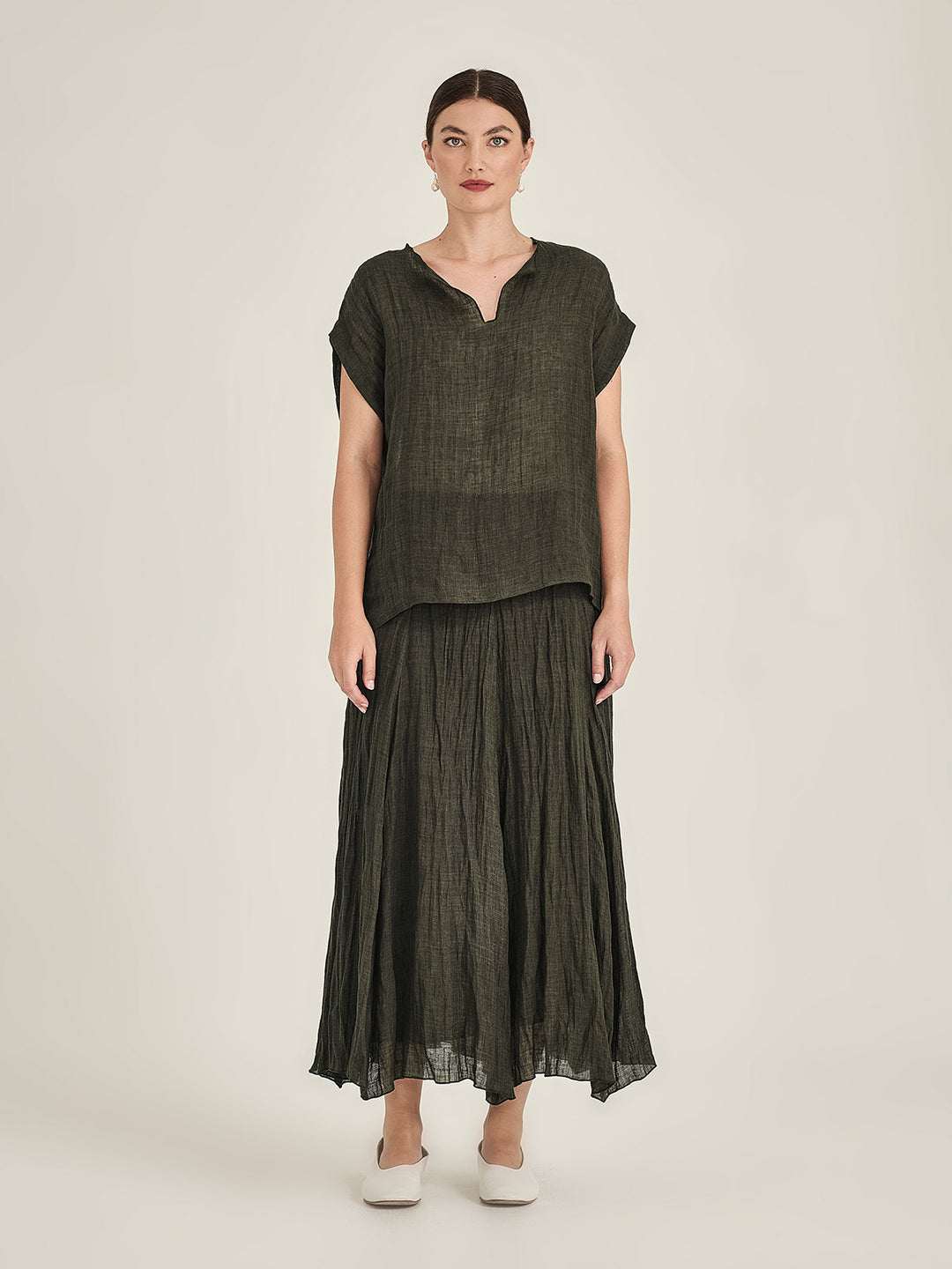 Palmer Linen Top (Khaki)