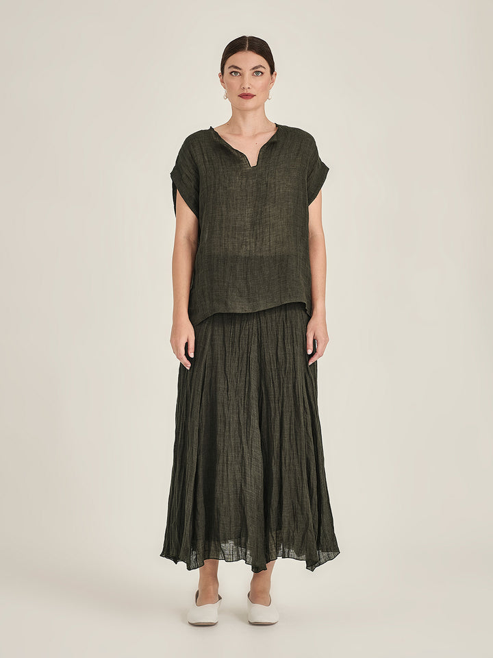 Palmer Linen Top (Khaki)