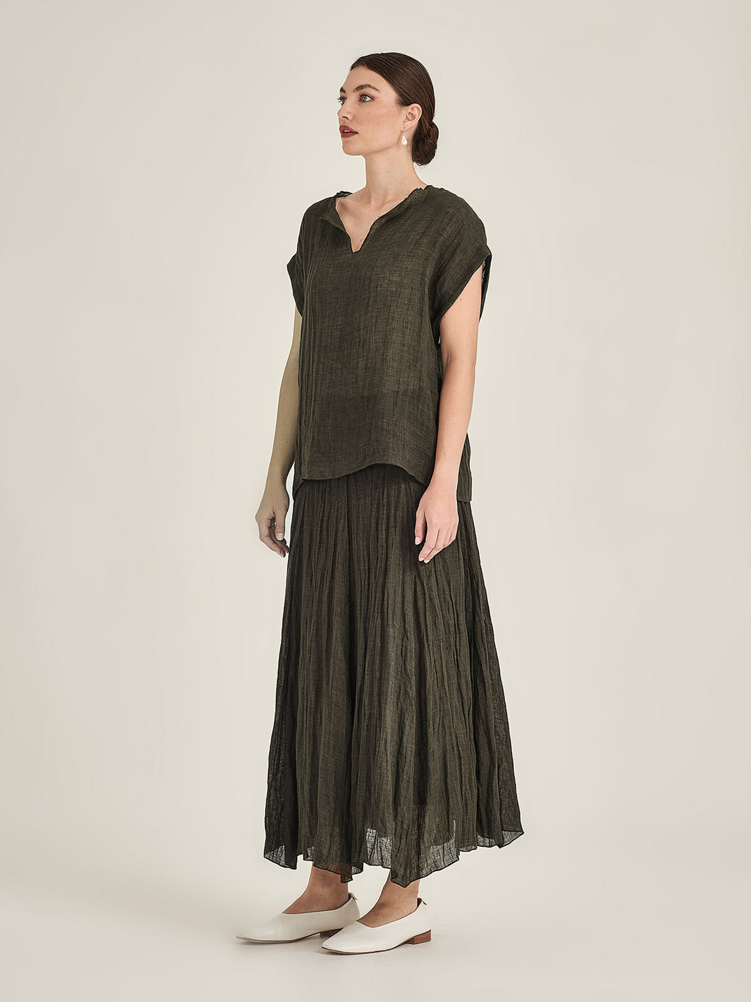 Palmer Linen Top (Khaki)