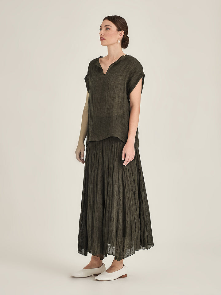 Palmer Linen Top (Khaki)