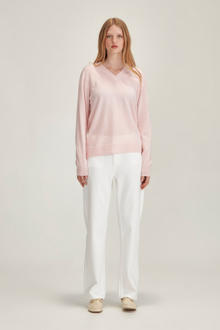 Lucy Cashmere V Neck (Pale Pink)