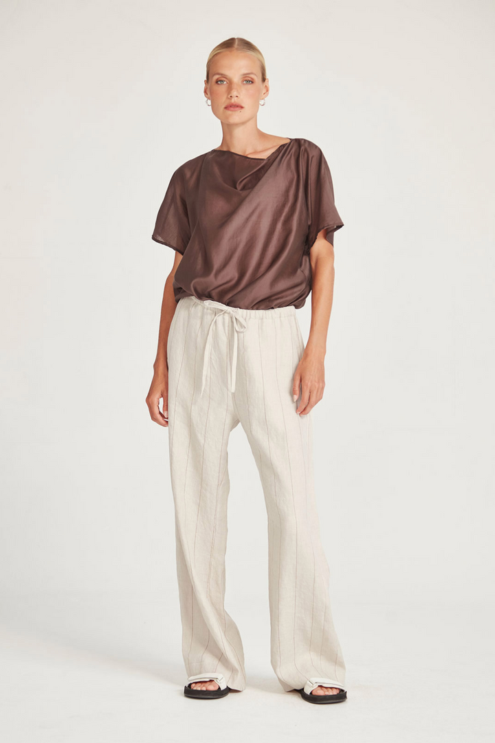 Linen Stripe Bennett Pant (Natural/Tan)