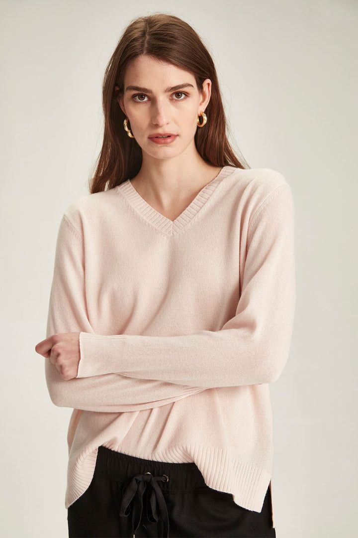 Kari Cashmere V-Sweater (Rosewater)