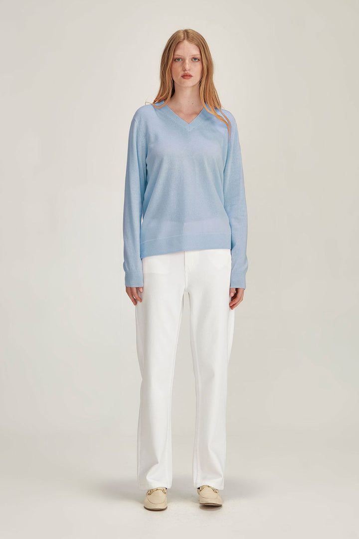 Lucy Cashmere V Neck (Sky Blue)