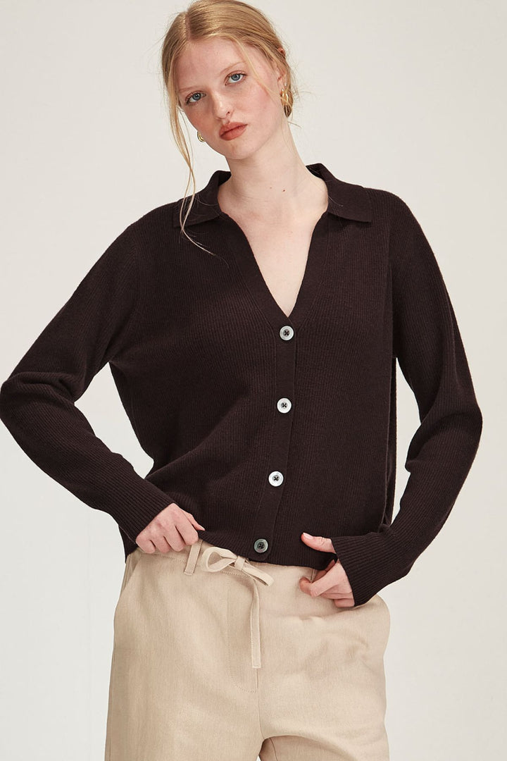 Tina Cashmere Cardigan (Cocoa)