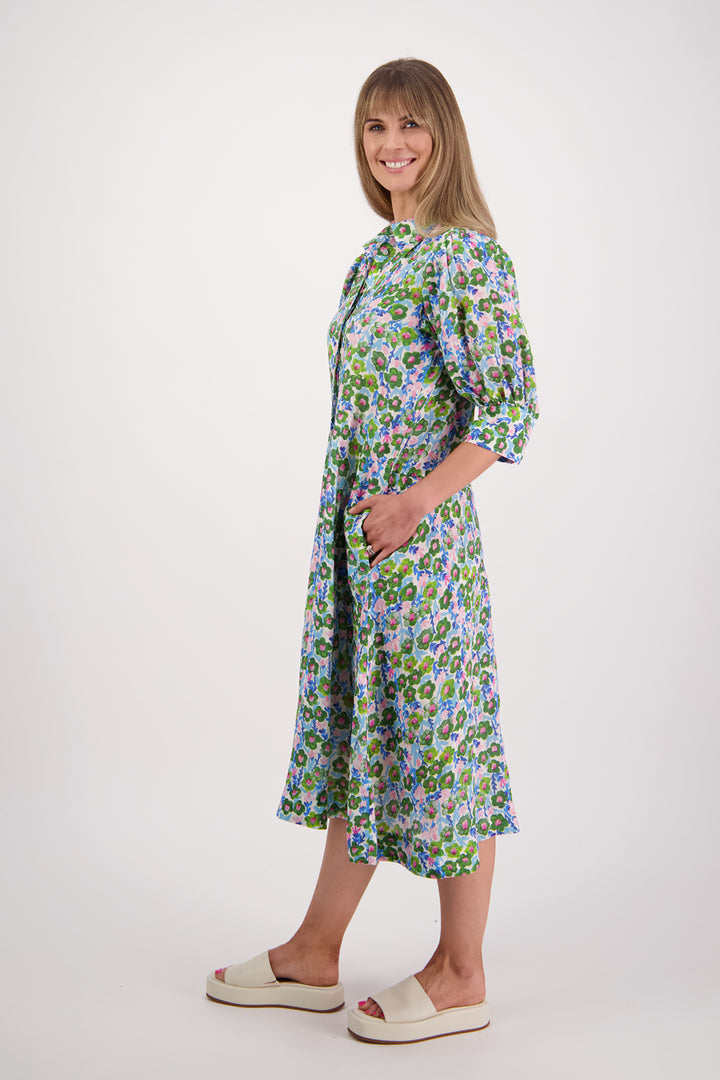 Christine Dress Print (Denim Daisy)