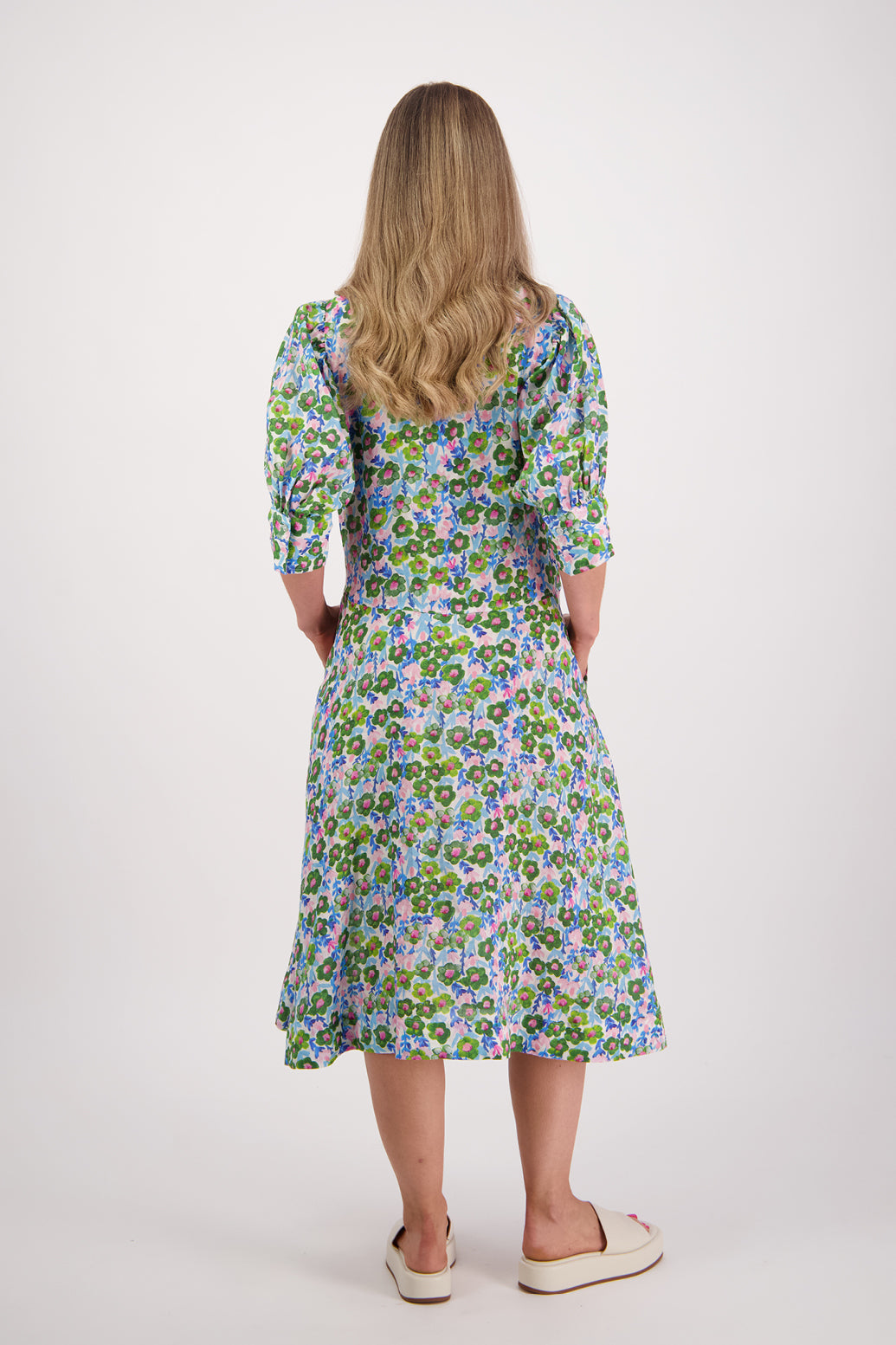 Christine Dress Print (Denim Daisy)