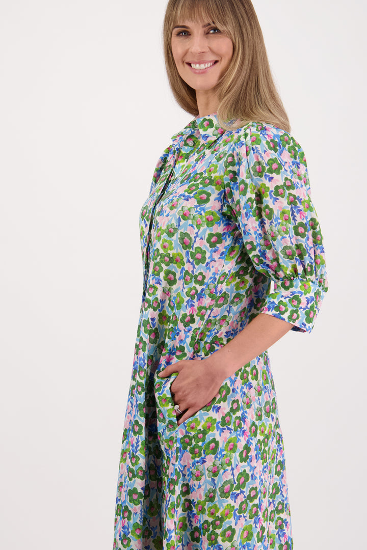 Christine Dress Print (Denim Daisy)